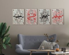 BK Home İskambil Tasarımlı 4'lü Kanvas Tablo 50x70cm-3