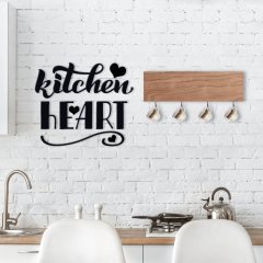 BK Home Doğal Ahşap Dekoratif Fincan Askılığı ve Mutfak Duvar Süsü-6