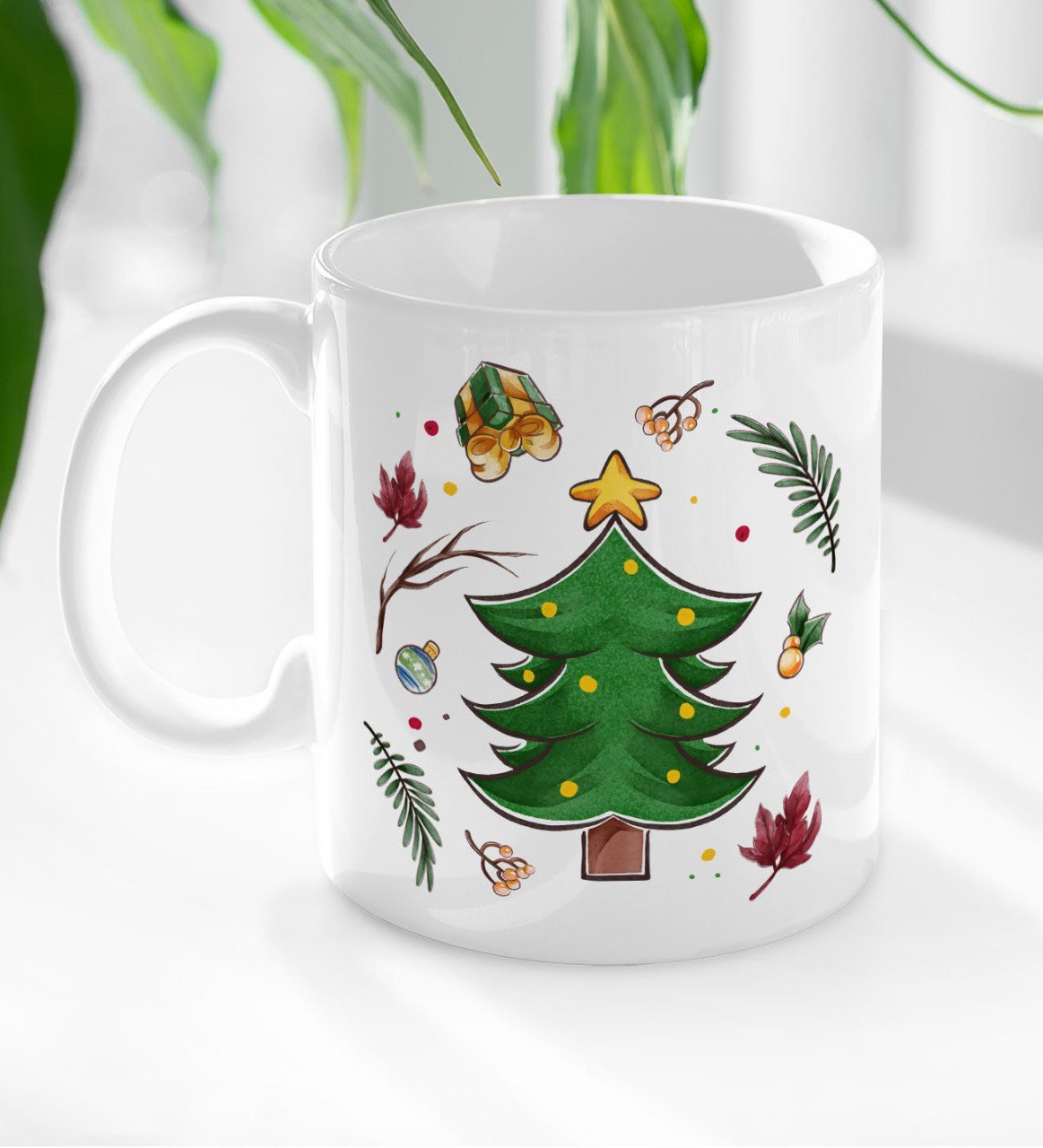 BK Gift Yılbaşı Tasarımlı Beyaz Kupa Bardak-3