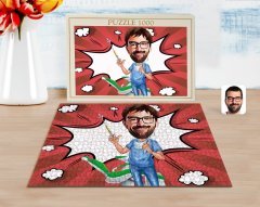 Kişiye Özel Erkek Diş Hekimi Karikatürlü 1000 Parça Profesyonel Puzzle-4