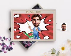 Kişiye Özel Erkek Diş Hekimi Karikatürlü 1000 Parça Profesyonel Puzzle-4