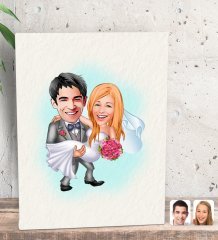 Kişiye Özel Evleniyoruz Karikatürlü Dekoratif Mini Kanvas Tablo 15x20cm-7