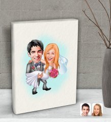 Kişiye Özel Evleniyoruz Karikatürlü Dekoratif Mini Kanvas Tablo 15x20cm-7