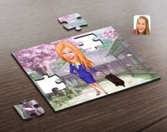 Kişiye Özel Hostes Karikatürlü Ahşap Puzzle-2