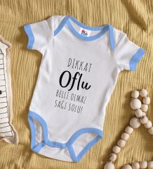 BK Kids Dikkat Oflu Tasarımlı Mavi Bebek Body Zıbın-1
