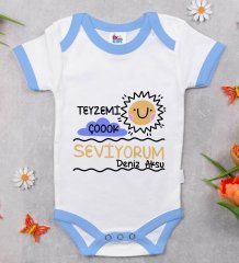 BK Kids Kişiye Özel Mavi Bebek Body Zıbın - Model 96