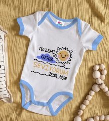 BK Kids Kişiye Özel Mavi Bebek Body Zıbın - Model 96