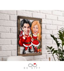BK Gift Kişiye Özel Yeni Yıl Sevgililer Karikatürlü 3D Ahşap Tablo-5