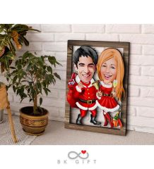 BK Gift Kişiye Özel Yeni Yıl Sevgililer Karikatürlü 3D Ahşap Tablo-5
