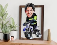 BK Gift Kişiye Özel Erkek Motorcu Karikatürlü 3D Ahşap Tablo-1, Sevgiliye Hediye, Arkadaşa Hediye, Doğum Günü Hediyesi