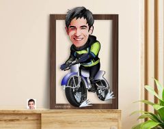 BK Gift Kişiye Özel Erkek Motorcu Karikatürlü 3D Ahşap Tablo-1, Sevgiliye Hediye, Arkadaşa Hediye, Doğum Günü Hediyesi