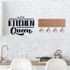 BK Home Doğal Ahşap Dekoratif Fincan Askılığı ve Mutfak Duvar Süsü-5