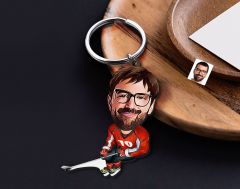 BK Gift Kişiye Özel Hokey Oyuncusu Karikatürlü Ahşap Anahtarlık-1 Sevgiliye Hediye, Arkadaşa Hediye, Doğum Günü Hediyesi