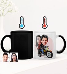 Kişiye Özel Sevgililer Karikatürlü Sihirli Cam Kupa Bardak - 17