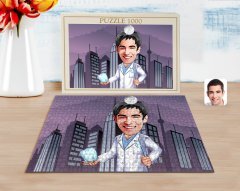 Kişiye Özel Erkek Diş Hekimi Karikatürlü 1000 Parça Profesyonel Puzzle-3