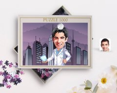 Kişiye Özel Erkek Diş Hekimi Karikatürlü 1000 Parça Profesyonel Puzzle-3