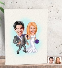Kişiye Özel Evleniyoruz Karikatürlü Dekoratif Mini Kanvas Tablo 15x20cm-6