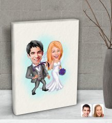 Kişiye Özel Evleniyoruz Karikatürlü Dekoratif Mini Kanvas Tablo 15x20cm-6