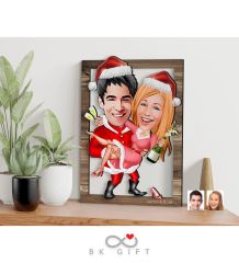 BK Gift Kişiye Özel Yeni Yıl Sevgililer Karikatürlü 3D Ahşap Tablo-4