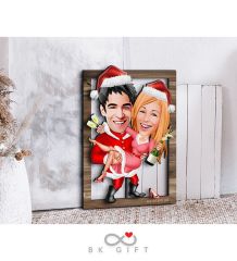 BK Gift Kişiye Özel Yeni Yıl Sevgililer Karikatürlü 3D Ahşap Tablo-4