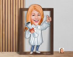 BK Gift Kişiye Özel Mezun Karikatürlü 3D Ahşap Tablo-1, Sevgiliye Hediye, Arkadaşa Hediye, Doğum Günü Hediyesi