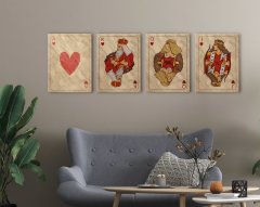 BK Home İskambil Tasarımlı 4'lü Kanvas Tablo 50x70cm-2