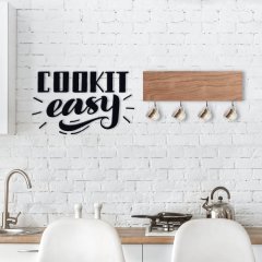 BK Home Doğal Ahşap Dekoratif Fincan Askılığı ve Mutfak Duvar Süsü-4