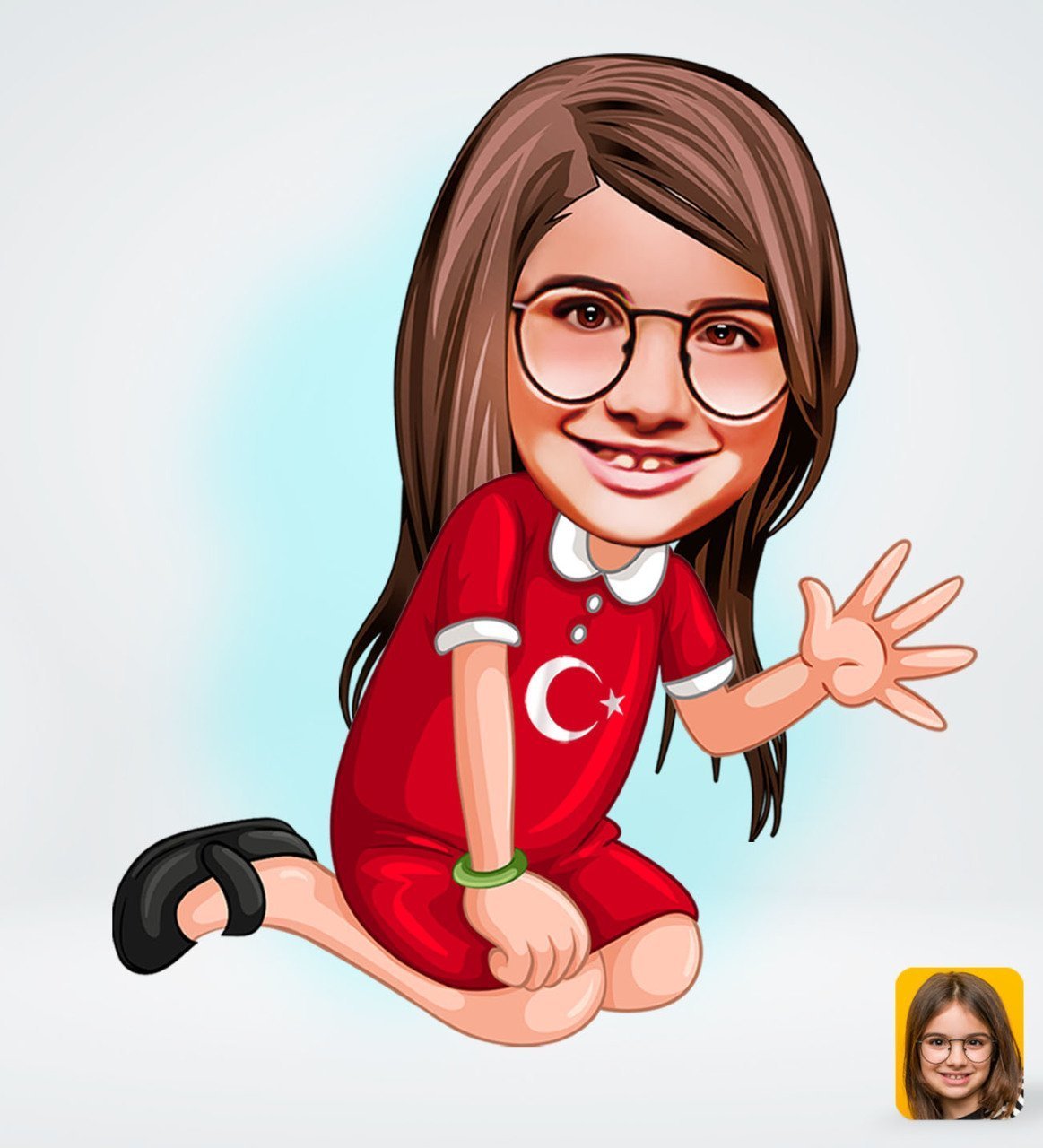 Kişiye Özel Kız Çocuk Tasarımlı Dijital Karikatür-2