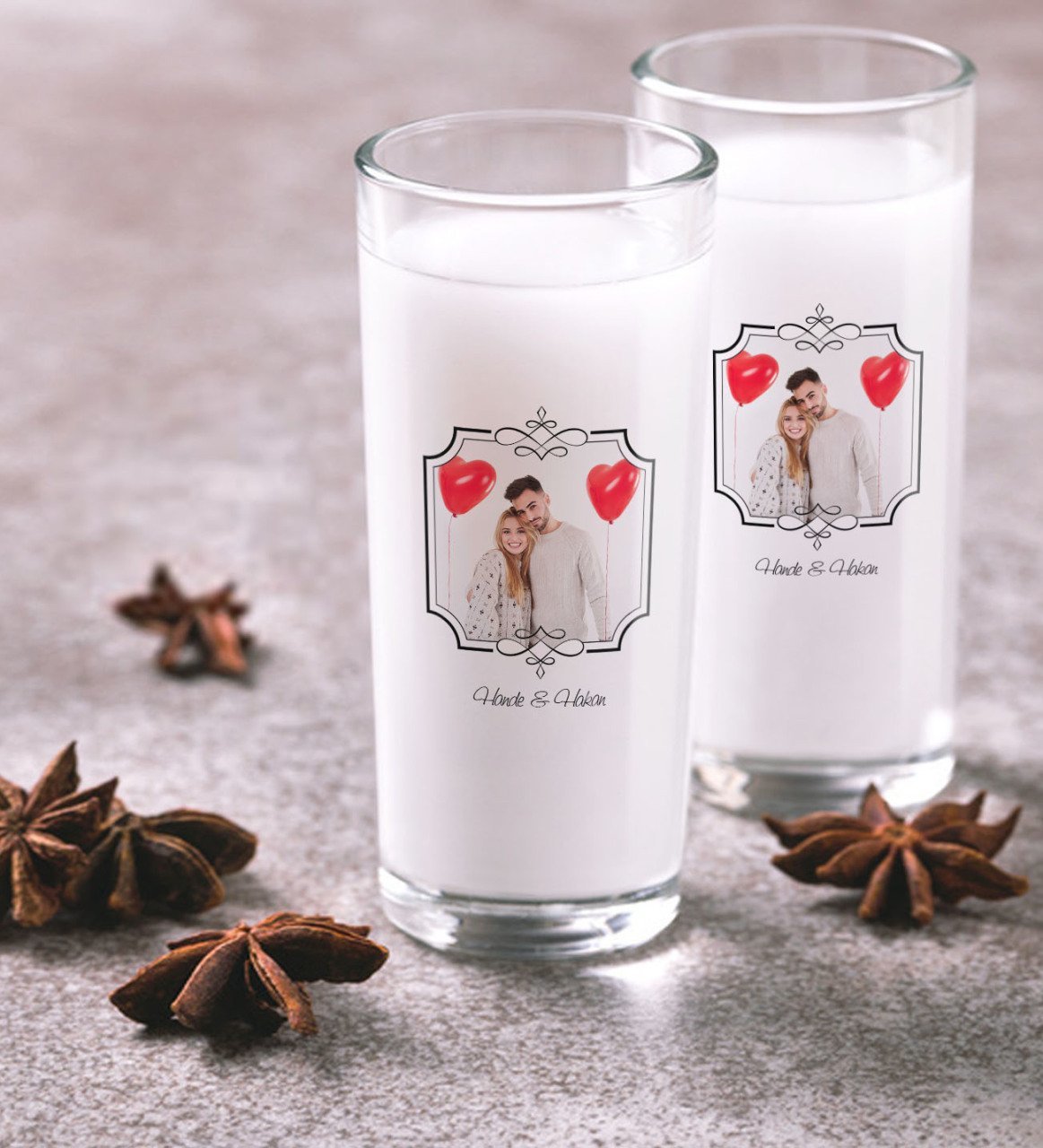 Kişiye Özel Renkli Baskılı İsimli Fotoğraflı İkili Rakı Bardağı Seti-31
