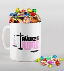 Kişiye Özel Avukat Anne Tasarımlı Beyaz Kupa ve Haribo Şeker Hediye Seti-1