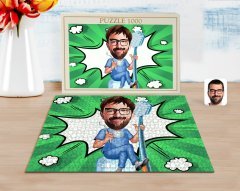 Kişiye Özel Erkek Diş Hekimi Karikatürlü 1000 Parça Profesyonel Puzzle-2