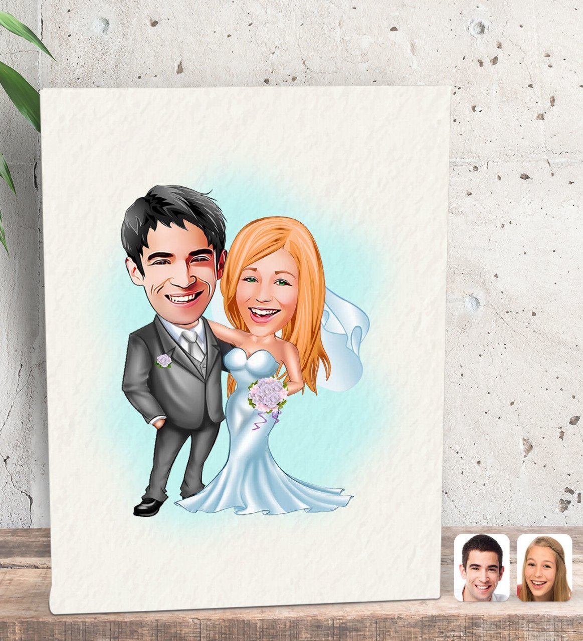 Kişiye Özel Evleniyoruz Karikatürlü Dekoratif Mini Kanvas Tablo 15x20cm-5