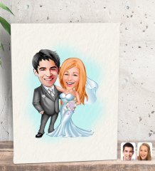 Kişiye Özel Evleniyoruz Karikatürlü Dekoratif Mini Kanvas Tablo 15x20cm-5
