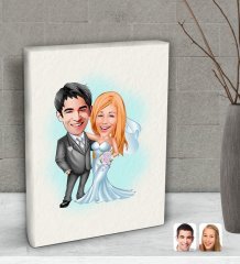 Kişiye Özel Evleniyoruz Karikatürlü Dekoratif Mini Kanvas Tablo 15x20cm-5