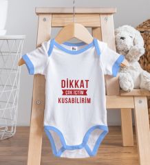 BK Kids Dikkat Çok İçtim Tasarımlı Mavi Bebek Body Zıbın-1
