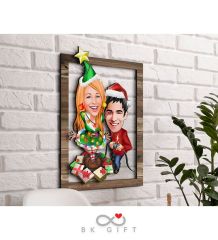 BK Gift Kişiye Özel Yeni Yıl Sevgililer Karikatürlü 3D Ahşap Tablo-3