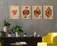 BK Home İskambil Tasarımlı 4'lü Kanvas Tablo 30x50cm-2
