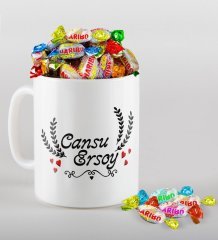 Kişiye Özel Sevgililer Günü Beyaz Kupa ve Haribo Şeker Hediye Seti-30