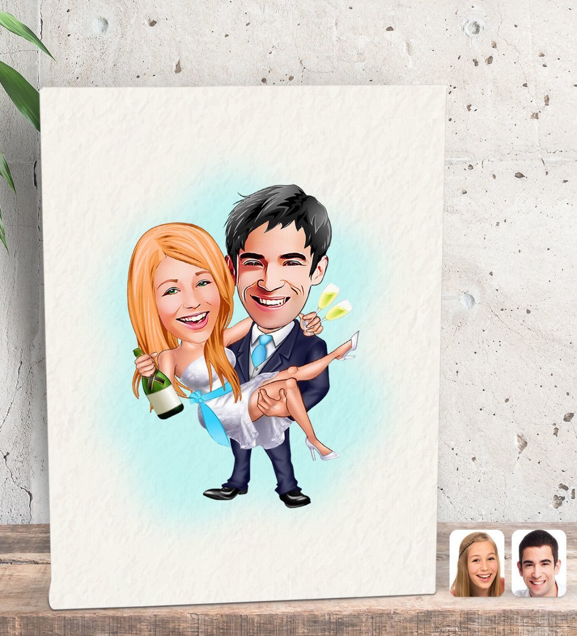Kişiye Özel Evleniyoruz Karikatürlü Dekoratif Mini Kanvas Tablo 15x20cm-4
