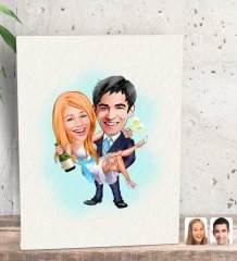 Kişiye Özel Evleniyoruz Karikatürlü Dekoratif Mini Kanvas Tablo 15x20cm-4