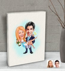 Kişiye Özel Evleniyoruz Karikatürlü Dekoratif Mini Kanvas Tablo 15x20cm-4