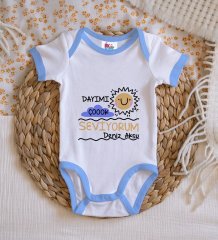 BK Kids Kişiye Özel Mavi Bebek Body Zıbın - Model 93