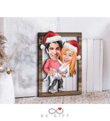 BK Gift Kişiye Özel Yeni Yıl Sevgililer Karikatürlü 3D Ahşap Tablo-2