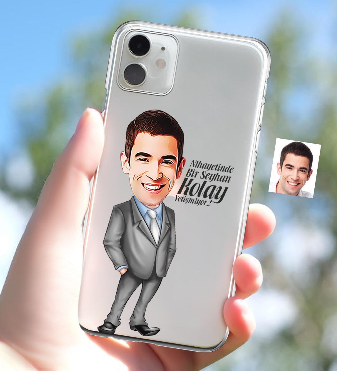 Kişiye Özel Erkek Kolay Yetişmiyor Karikatürlü iPhone 11 İnce Şeffaf Silikon Telefon Kapağı-1
