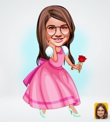 Kişiye Özel Kız Çocuk Prenses Tasarımlı Dijital Karikatür-2