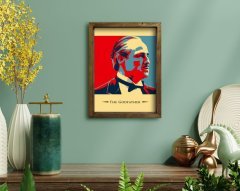 BK Home Godfather Baba Tasarımlı Doğal Masif Ahşap Çerçeveli Tablo 45x65cm-24