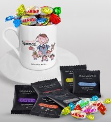 Kişiye Özel Anasınıfı Öğretmeni Türk Kahvesi Fincanı Selamlique Karışık Türk Kahvesi ve Haribo Şeker Hediye Seti-2