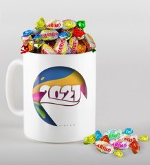 BK Gift Kişiye Özel 2023 Mutlu Yıllar Beyaz Kupa ve Haribo Şeker Hediye Seti-10