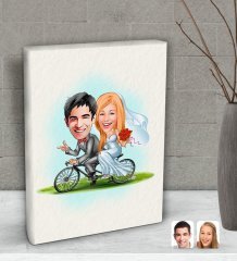 Kişiye Özel Evleniyoruz Karikatürlü Dekoratif Mini Kanvas Tablo 15x20cm-3