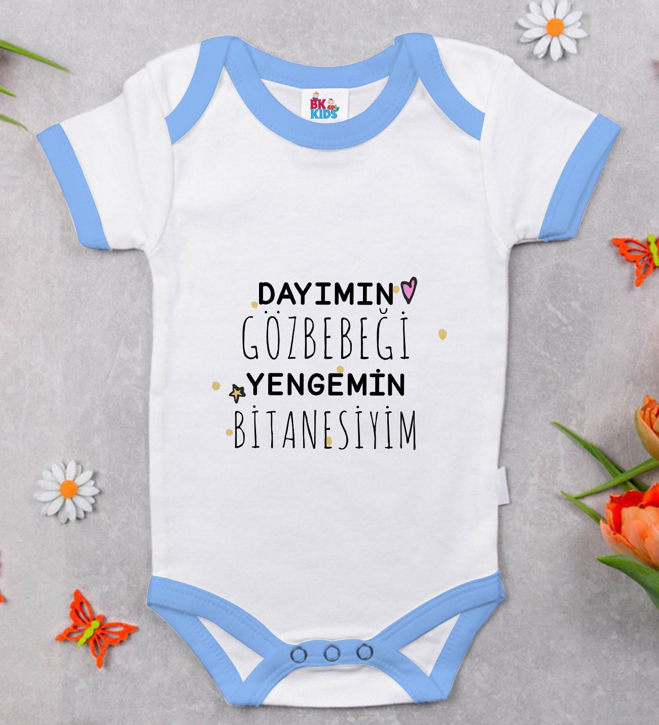 BK Kids Dayımın Gözbebeği Tasarımlı Mavi Bebek Body Zıbın-1